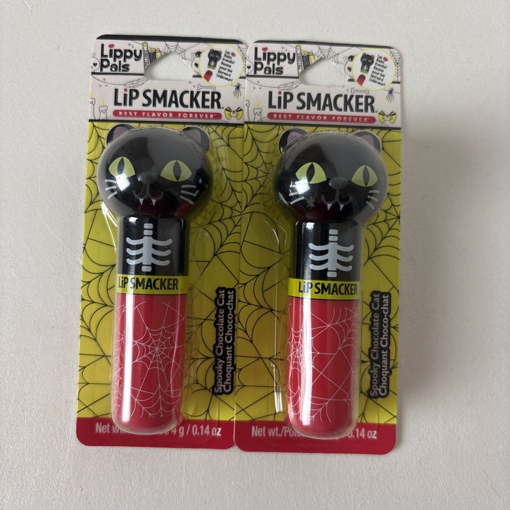 2 Pack Lip Smacker Best Flavor Forever Lippy Pals Spooky Chocolate Cat 0.14oz